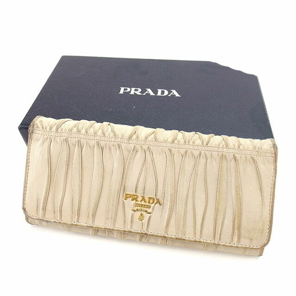 Prada long zipper Wallet accessory leather zip beige - Picture 1 of 6